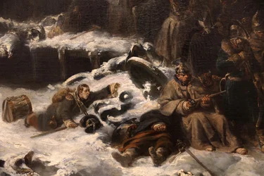 Napoleons leger trekt zich terug uit Rusland (detail)